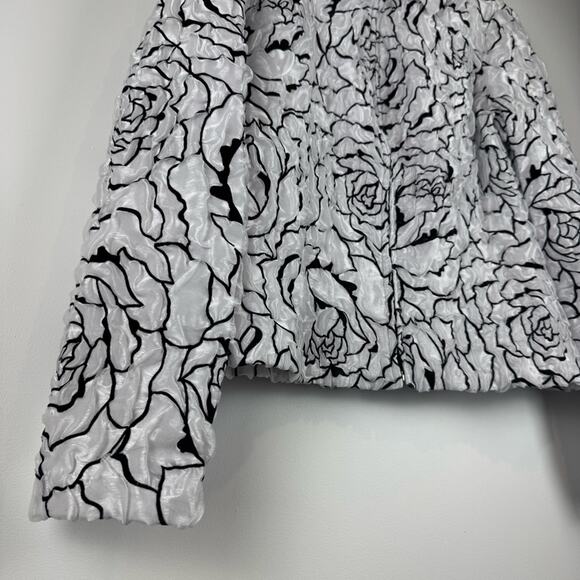 ALGO Women's Black and White Floral Jacket ~ L - Picture 2 of 14